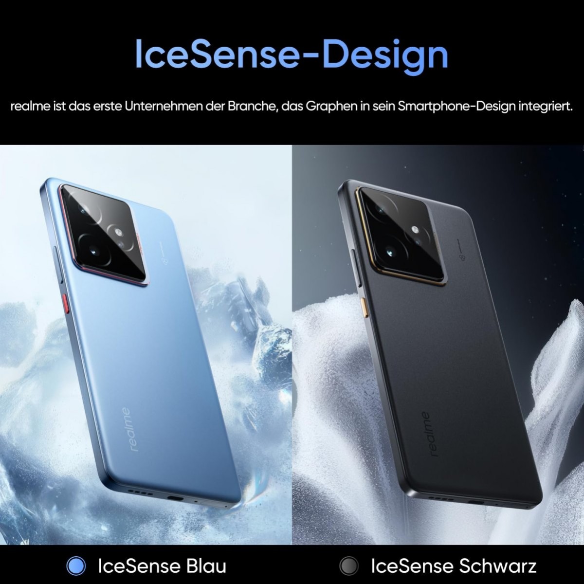 Realme GT 7 with IceSense design photographed on textured surface